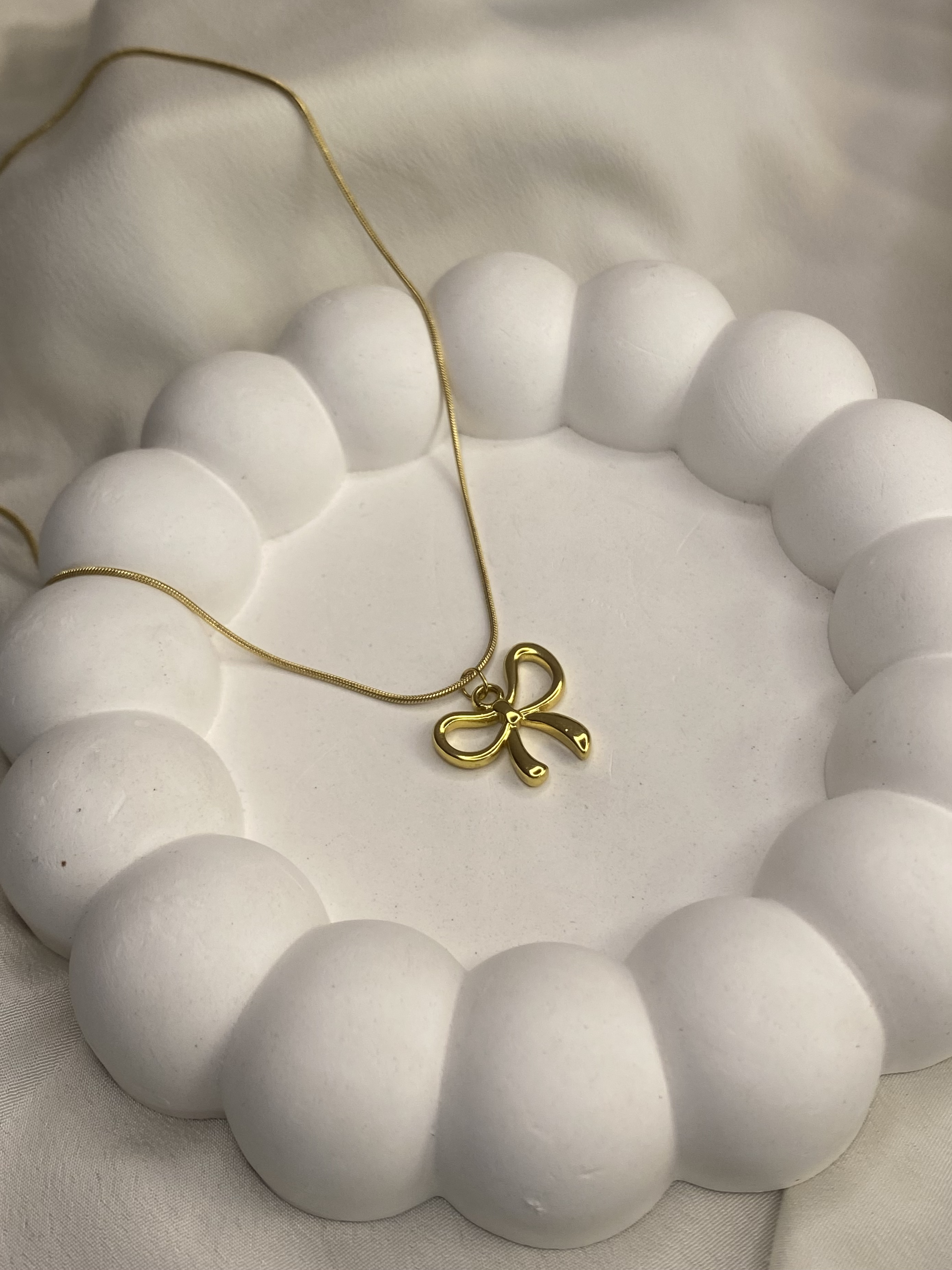 Gold-Plated Bow Pendant Necklace