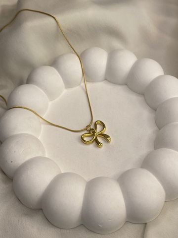 Gold-Plated Bow Pendant Necklace