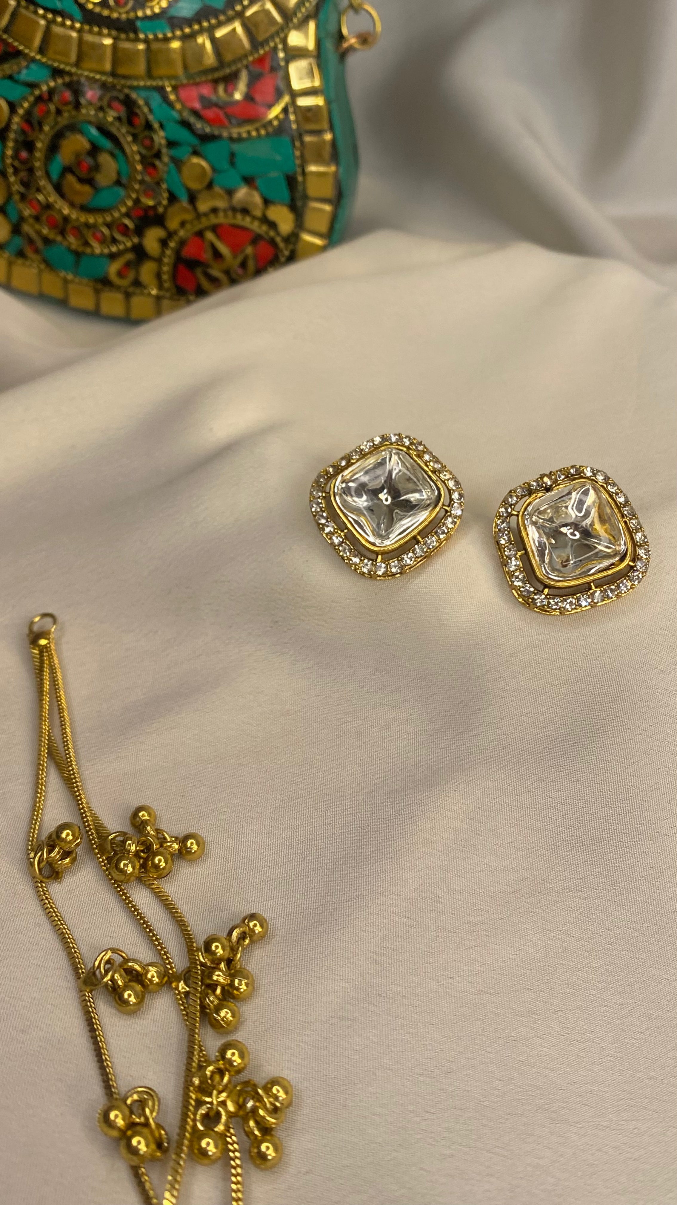 kundan 2 in 1 kashmiri earring