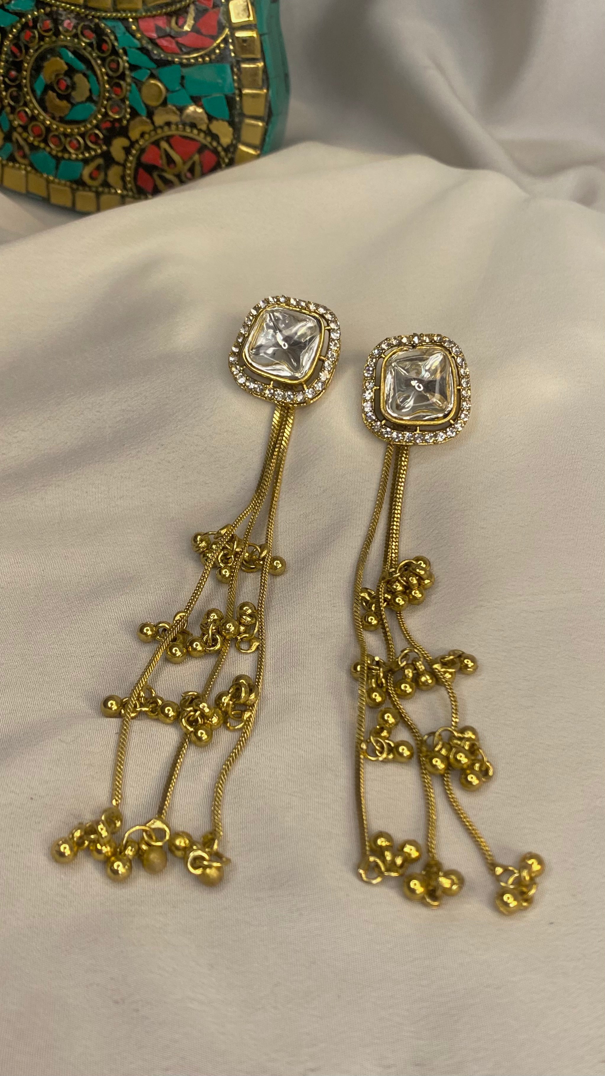 kundan 2 in 1 kashmiri earring