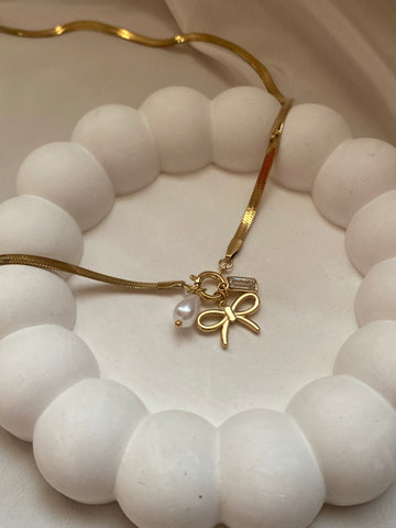 Bow drop necklace