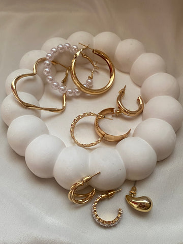 9 gold-plated earring combo